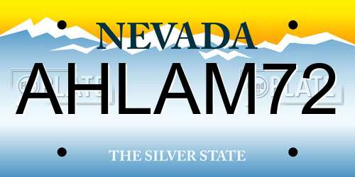 AHLAM72 Nevada License Plate
