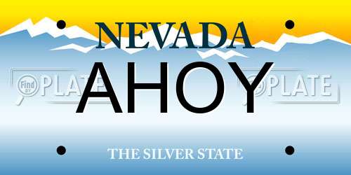 AHOY Nevada License Plate