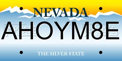 AHOYM8E Nevada License Plate