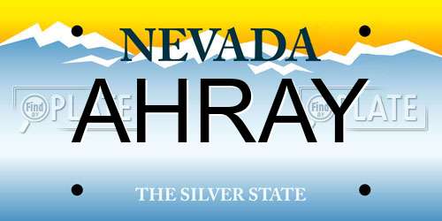 AHRAY Nevada License Plate