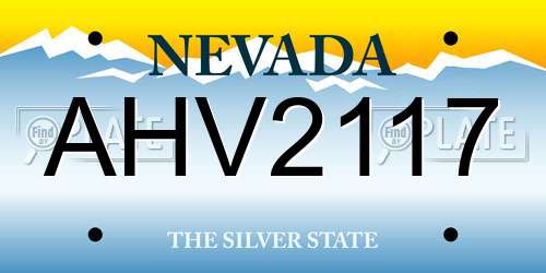 AHV2117 Nevada License Plate