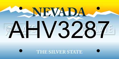 AHV3287 Nevada License Plate