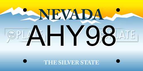 AHY98 Nevada License Plate