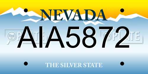 AIA5872 Nevada License Plate