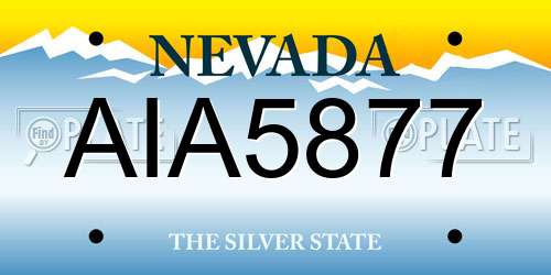 AIA5877 Nevada License Plate