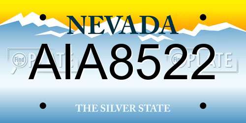 AIA8522 Nevada License Plate
