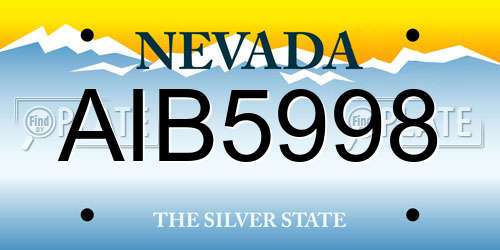 AIB5998 Nevada License Plate