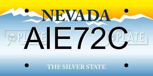 AIE72C Nevada License Plate
