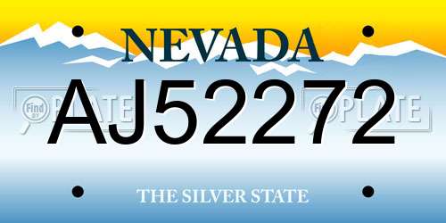 AJ52272 Nevada License Plate