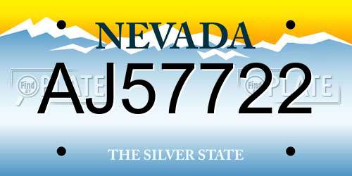 AJ57722 Nevada License Plate