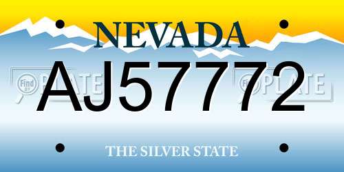 AJ57772 Nevada License Plate