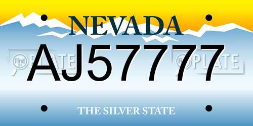 AJ57777 Nevada License Plate