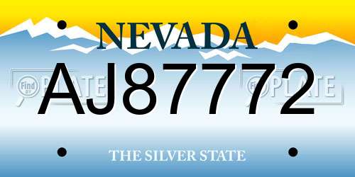 AJ87772 Nevada License Plate