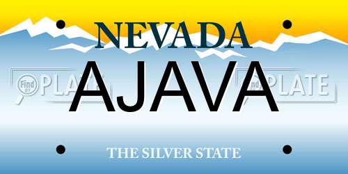 AJAVA Nevada License Plate