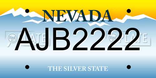 AJB2222 Nevada License Plate