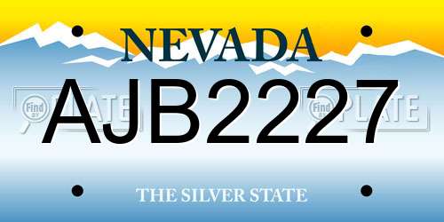 AJB2227 Nevada License Plate