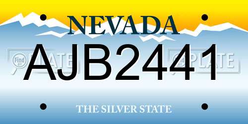 AJB2441 Nevada License Plate