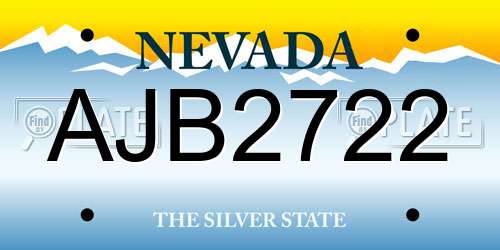 AJB2722 Nevada License Plate