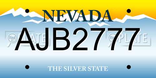 AJB2777 Nevada License Plate