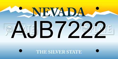 AJB7222 Nevada License Plate