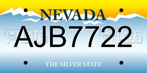 AJB7722 Nevada License Plate