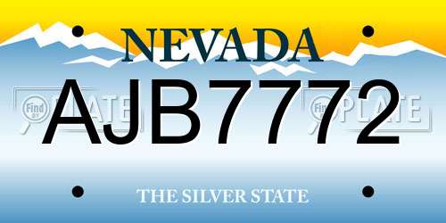AJB7772 Nevada License Plate