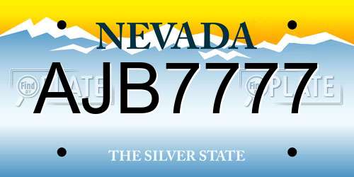AJB7777 Nevada License Plate