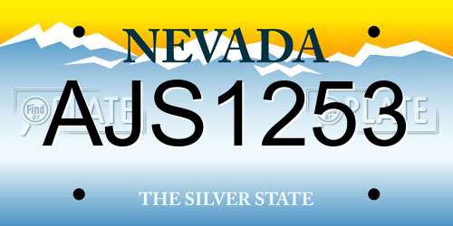 AJS1253 Nevada License Plate
