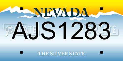 AJS1283 Nevada License Plate