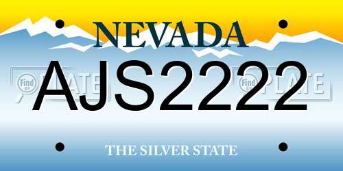 AJS2222 Nevada License Plate
