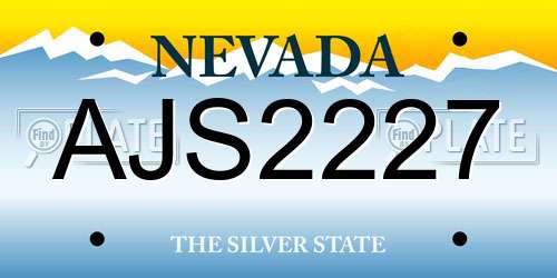 AJS2227 Nevada License Plate