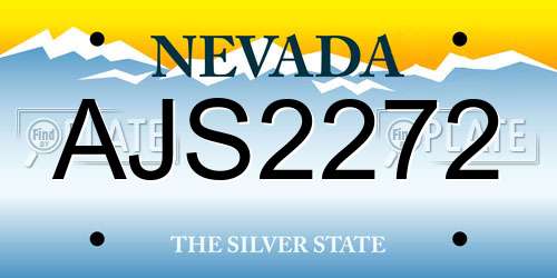 AJS2272 Nevada License Plate
