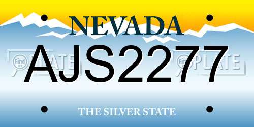 AJS2277 Nevada License Plate