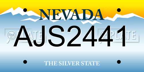 AJS2441 Nevada License Plate
