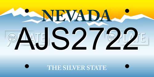 AJS2722 Nevada License Plate