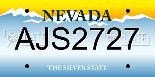 AJS2727 Nevada License Plate