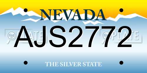 AJS2772 Nevada License Plate