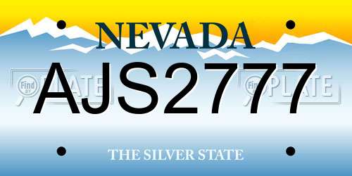 AJS2777 Nevada License Plate