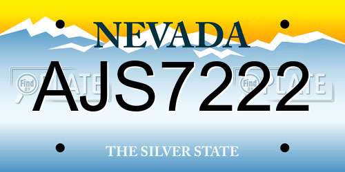 AJS7222 Nevada License Plate