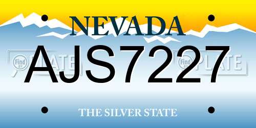 AJS7227 Nevada License Plate