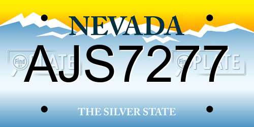 AJS7277 Nevada License Plate