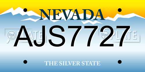 AJS7727 Nevada License Plate