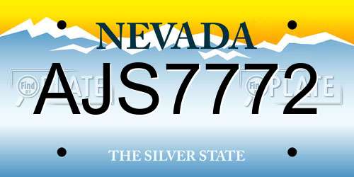 AJS7772 Nevada License Plate