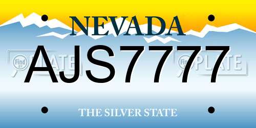 AJS7777 Nevada License Plate