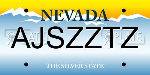 AJSZZTZ Nevada License Plate