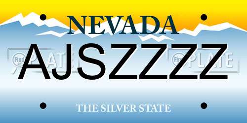 AJSZZZZ Nevada License Plate