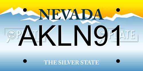 AKLN91 Nevada License Plate