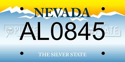AL0845 Nevada License Plate