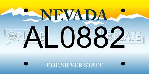 AL0882 Nevada License Plate