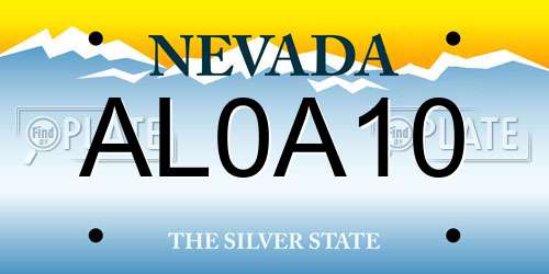 AL0A10 Nevada License Plate
